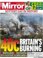 Daily Mirror (UK) Newspaper Front Page for 20 July 2022