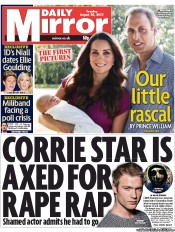 Daily Mirror (UK) Newspaper Front Page for 20 August 2013