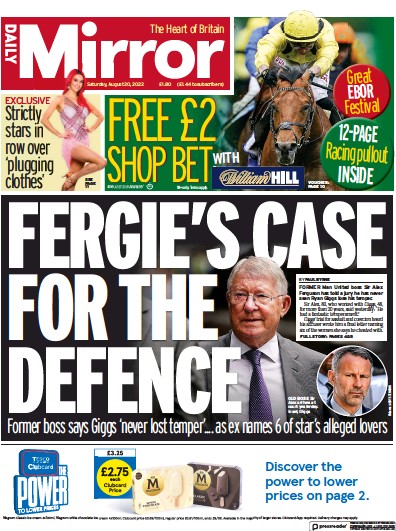 Daily Mirror Newspaper Front Page (UK) for 20 August 2022