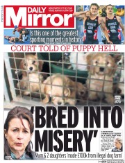 Daily Mirror (UK) Newspaper Front Page for 20 September 2016