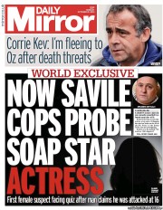 Daily Mirror Newspaper Front Page (UK) for 21 October 2013