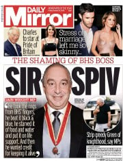 Daily Mirror (UK) Newspaper Front Page for 21 October 2016
