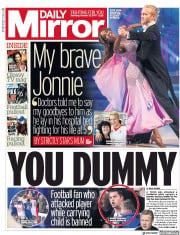 Daily Mirror (UK) Newspaper Front Page for 21 October 2017