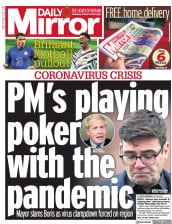 Daily Mirror (UK) Newspaper Front Page for 21 October 2020