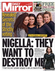 Daily Mirror Newspaper Front Page (UK) for 21 December 2013