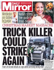 Daily Mirror (UK) Newspaper Front Page for 21 December 2016