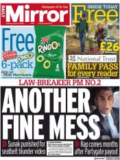 Daily Mirror front page for 21 January 2023