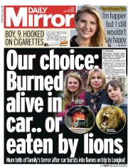 Daily Mirror (UK) Newspaper Front Page for 21 April 2014