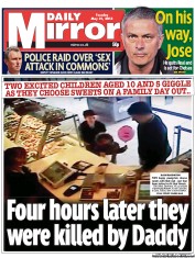 Daily Mirror Newspaper Front Page (UK) for 21 May 2013