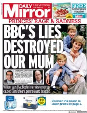 Daily Mirror (UK) Newspaper Front Page for 21 May 2021