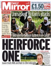 Daily Mirror (UK) Newspaper Front Page for 21 June 2014