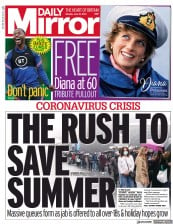 Daily Mirror (UK) Newspaper Front Page for 21 June 2021