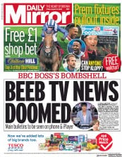 Daily Mirror (UK) Newspaper Front Page for 21 August 2020