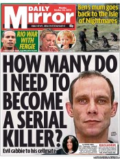 Daily Mirror Newspaper Front Page (UK) for 22 October 2012