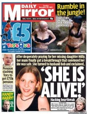 Daily Mirror (UK) Newspaper Front Page for 22 November 2011