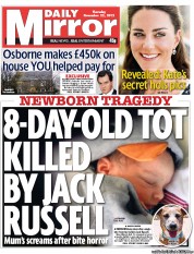Daily Mirror (UK) Newspaper Front Page for 22 November 2012