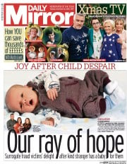 Daily Mirror (UK) Newspaper Front Page for 22 November 2016