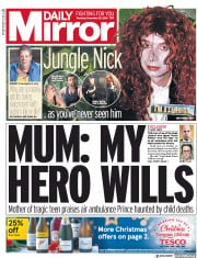 Daily Mirror (UK) Newspaper Front Page for 22 November 2018