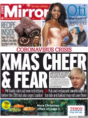 Daily Mirror (UK) Newspaper Front Page for 22 December 2021
