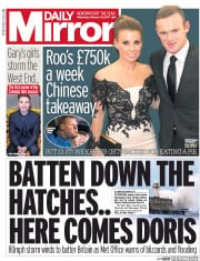 Daily Mirror (UK) Newspaper Front Page for 22 February 2017