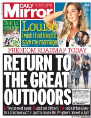 Daily Mirror (UK) Newspaper Front Page for 22 February 2021