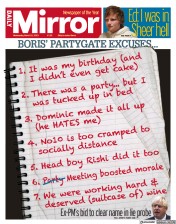 Daily Mirror front page for 22 March 2023