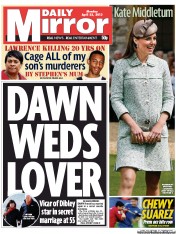 Daily Mirror Newspaper Front Page (UK) for 22 April 2013