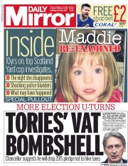 Daily Mirror (UK) Newspaper Front Page for 22 April 2017