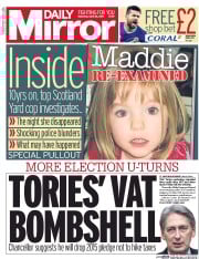 Daily Mirror (UK) Newspaper Front Page for 22 April 2017