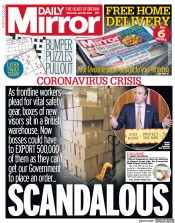 Daily Mirror (UK) Newspaper Front Page for 22 April 2020