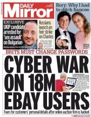 Daily Mirror (UK) Newspaper Front Page for 22 May 2014