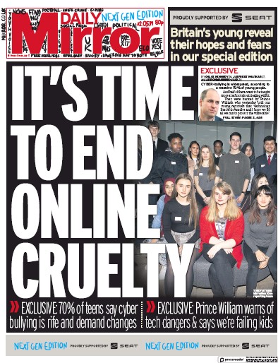 Daily Mirror Newspaper Front Page (UK) for 22 May 2019