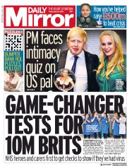 Daily Mirror (UK) Newspaper Front Page for 22 May 2020