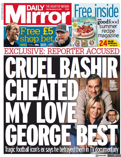 Daily Mirror Newspaper Front Page (UK) for 22 May 2021