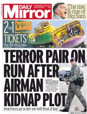 Daily Mirror (UK) Newspaper Front Page for 22 July 2016