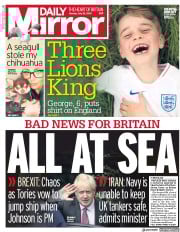Daily Mirror (UK) Newspaper Front Page for 22 July 2019