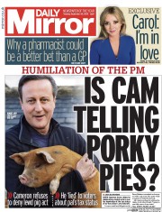 Daily Mirror (UK) Newspaper Front Page for 22 September 2015