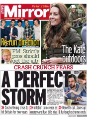 Daily Mirror (UK) Newspaper Front Page for 22 September 2021