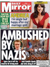 Daily Mirror Newspaper Front Page (UK) for 23 November 2012