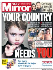 Daily Mirror (UK) Newspaper Front Page for 23 February 2018