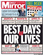 Daily Mirror (UK) Newspaper Front Page for 23 February 2021