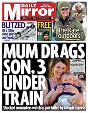 Daily Mirror Newspaper Front Page (UK) for 23 March 2013