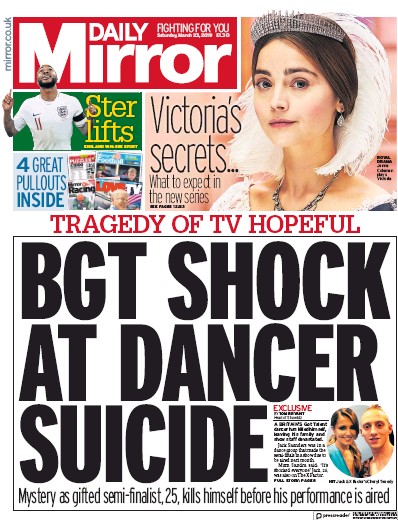 Daily Mirror Newspaper Front Page (UK) for 23 March 2019