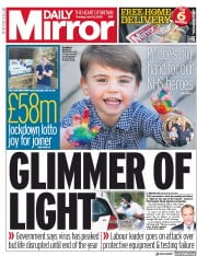 Daily Mirror (UK) Newspaper Front Page for 23 April 2020
