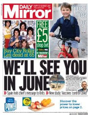 Daily Mirror (UK) Newspaper Front Page for 23 April 2021