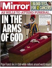 Daily Mirror front page for 23 April 2025
