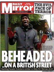 Daily Mirror Newspaper Front Page (UK) for 23 May 2013