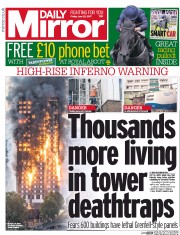 Daily Mirror (UK) Newspaper Front Page for 23 June 2017