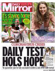 Daily Mirror (UK) Newspaper Front Page for 23 June 2021