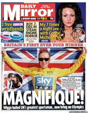 Daily Mirror (UK) Newspaper Front Page for 23 July 2012